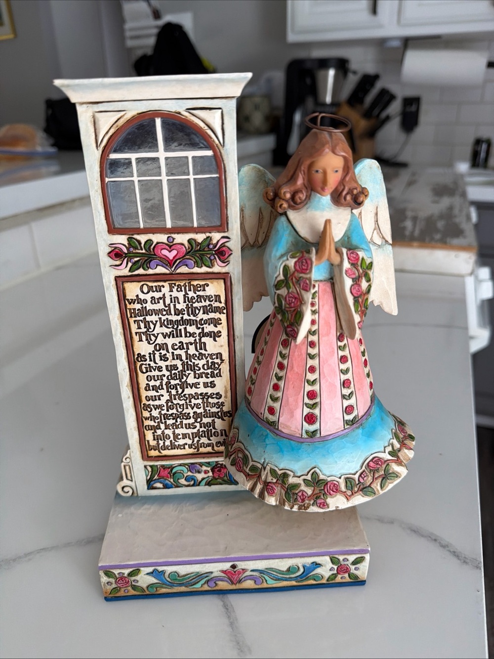 Jim Shore Blue-Bottomed Hand-Painted Angel Figurine with Plaque